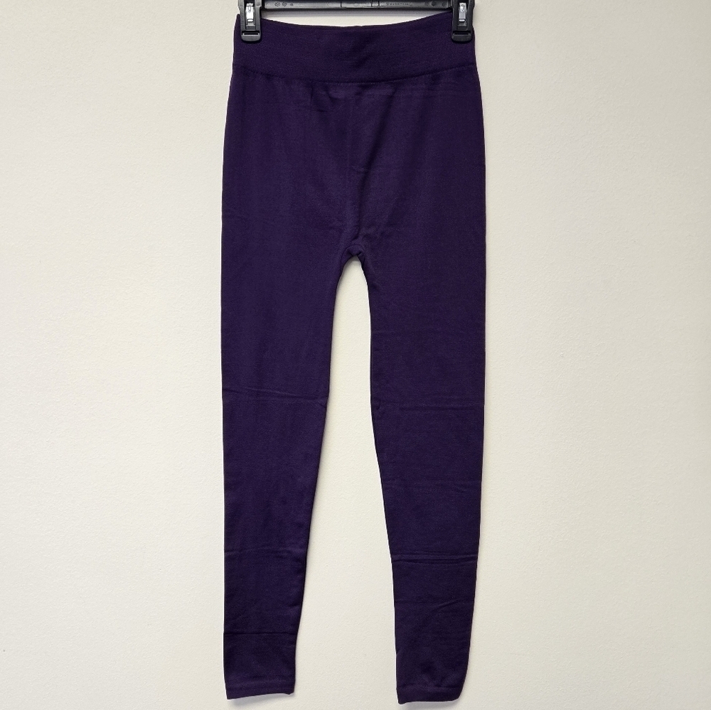 Zenana Outfitters Fleece Lined High Rise Leggings Dark Purple L / XL - Picture 2 of 5